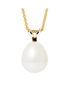 Pendentif en Or jaune & Perle d'Eau Douce poire blanc naturel Ø 10-11 mm