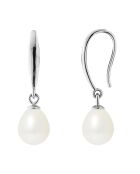 Boucles d'Oreilles Crochet en Argent rhodié & Perles d'Eau Douce poires blanc naturel
