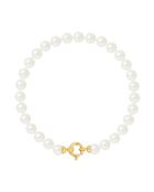 Bracelet Rang en Or jaune & Perles d'Eau Douce rondes blanc naturel Ø 6-7 mm