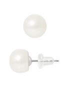 Ohrstecker aus Weißgold mit Süßwasserperlen mit natürlichen weißen Knöpfen Ø 8-9 mm
