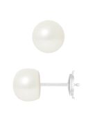 Pendientes Prestige Flea en oro blanco y perlas de agua dulce con botones blancos naturales, Ø 8-9 mm