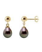 Boucles d'Oreilles Boules en Or jaune & Perles de Tahiti poires