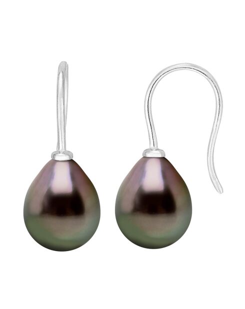 Boucles d'oreilles en Or blanc & Perles de Tahiti poires