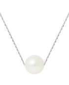 Collier Solitaire en Or blanc & Perle d'Eau Douce ronde blanc naturel