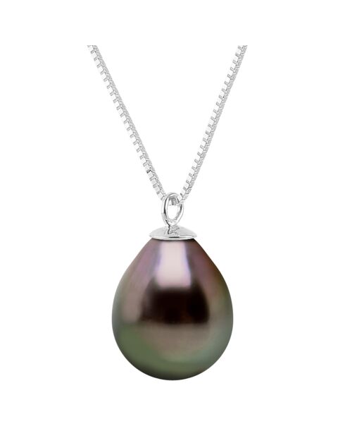 Collier Solitaire en Or blanc & Perle de Tahiti poire