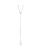Lasso-ketting van witgoud en natuurlijke witte peer met zoetwaterparels
