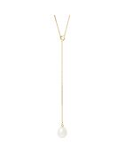 Collier Lasso en Or jaune & Perle d'Eau Douce poire blanc naturel
