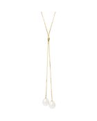 Collier Toi & Moi en Or jaune & Perles d'Eau Douce poires blanc naturel