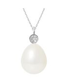 Prestige halsketting in witgoud, 0.022 ct diamanten en natuurlijke zoetwaterparel van witte peer