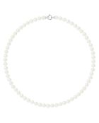Collier Rang en Or blanc & Perles d'Eau Douce rondes blanc naturel Ø 6-7 mm
