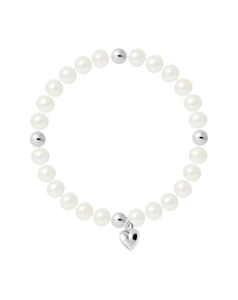 Bracelet Rang en Argent & Perles d'Eau Douce semi-rondes blanc naturel Ø 7-8 mm