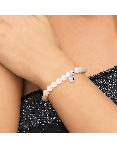 Bracelet Rang en Argent & Perles d'Eau Douce semi-rondes blanc naturel Ø 7-8 mm
