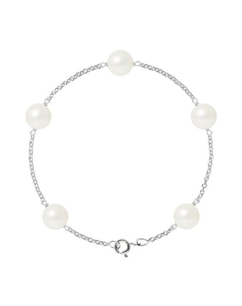 Galaxy-Armband aus Rhodiumsilber und natürlichen weißen runden Süßwasserperlen