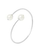 Prestige-Armreif aus Silber und natürlichen weißen runden Süßwasserperlen