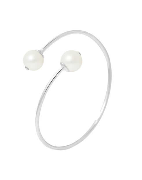 Prestige-Armreif aus Silber und natürlichen weißen runden Süßwasserperlen