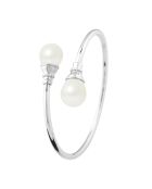 Bracelet Jonc Prestige en Argent rhodié & Perles d'Eau Douce poires blanc naturel