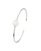 Runder Armreif mit Süßwasserperlen aus Rhodiumsilber und Naturweiß