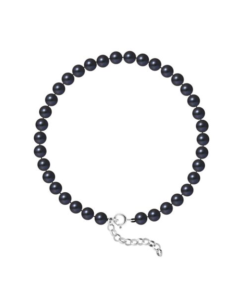 Bracelet Rang en Argent & Perles d'Eau Douce rondes black tahiti Ø 5-6 mm