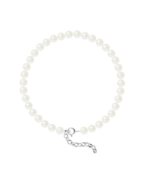 Bracelet Rang en Argent & Perles d'Eau Douce rondes blanc nacré naturel Ø 5-6 mm