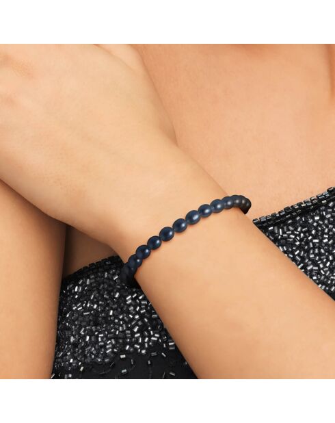 Reihenarmband aus Rhodiumsilber mit Süßwasserperlen und schwarzen Tahiti-Reiskörnern Ø 4-5 mm