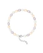 Silbernes Rang-Armband mit Süßwasserperlen, natürliche pastellfarbene Reiskörner, Ø 4-5 mm