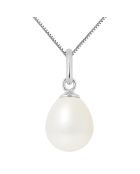 Süßwasserperlenanhänger aus Weißgold und natürlicher weißer Birne Ø 8-9 mm