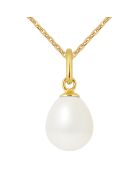 Pendentif en Or jaune & Perle d'Eau Douce poire blanc naturel Ø 8-9 mm