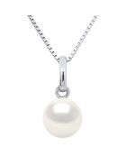 Pendentif en Or blanc & Perle d'Eau Douce bouton blanc naturel Ø 6-7 mm