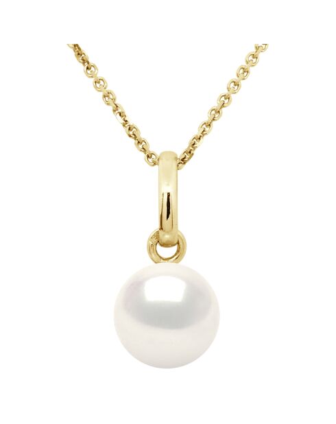 Geelgouden en zoetwaterparel hanger met natuurlijke witte knop Ø 6-7 mm