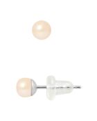 Ohrstecker aus Rhodiumsilber und Süßwasserperlen mit natürlichen rosafarbenen Knöpfen Ø 4-5 mm