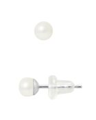 Boucles d'oreilles Puces en Argent & Perles d'Eau Douce boutons blanc naturel Ø 4-5 mm