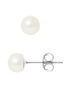Boucles d'oreilles Puces en Argent & Perles d'Eau Douce boutons blanc naturel Ø 6-7 mm