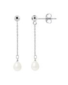 Oorbellen met zoetwaterparels van gerhodineerd zilver en natuurlijke witte peer
