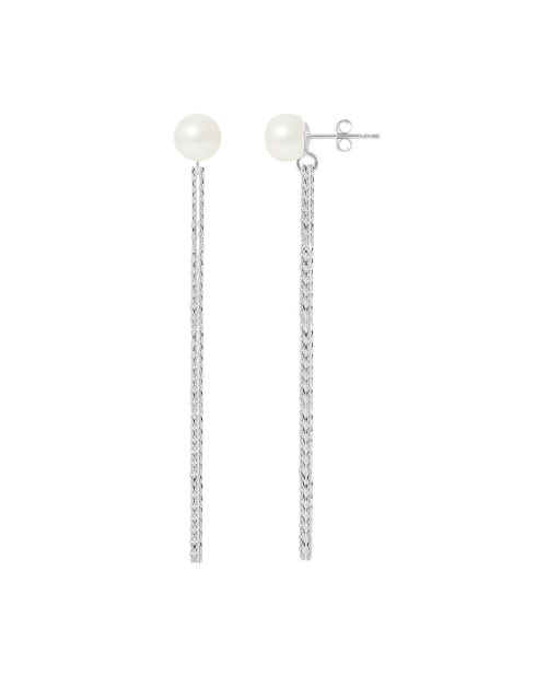 Zilveren oorringen met mesh- en zoetwaterparels met natuurlijke witte knopen