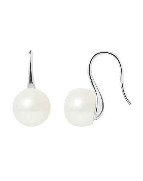 Boucles d'oreilles Vigule en Argent & Perles d'Eau Douce boutons blanc naturel