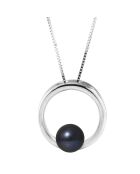 Collier Cercle en Argent & Perle d'Eau Douce ronde black tahiti