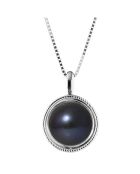 Collier Médaillon en Argent & Perle d'Eau Douce bouton black tahiti
