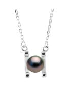 2C-Halskette aus Rhodiumsilber und runder Tahitiperle