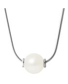 Collier Unique en Argent & Perle d'Eau Douce traversante blanc naturel