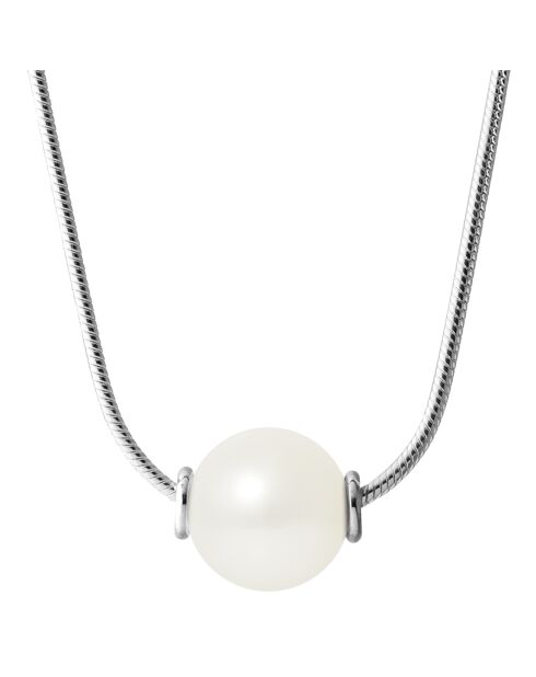 Collier Unique en Argent & Perle d'Eau Douce traversante blanc naturel