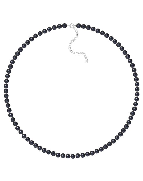 Collier Rang en Argent & Perles d'Eau Douce rondes black tahiti Ø 5-6 mm