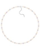 Collier Rang en Argent & Perles d'Eau Douce rondes pastelles naturelles Ø 5-6 mm