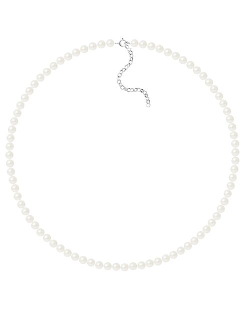 Collier Rang en Argent & Perles d'Eau Douce rondes blanc nacré naturel Ø 5-6 mm
