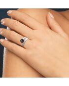 Verstellbarer Tourbillon-Ring aus Silber, Zirkonia und schwarzer runder Tahiti-Süßwasserperle