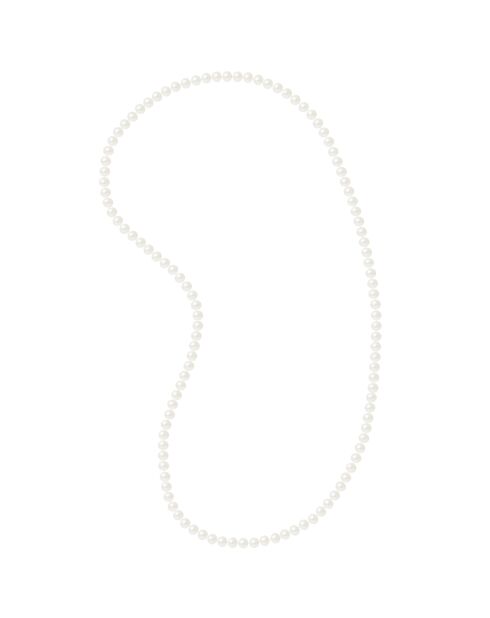 Sautoir Rang en Perles d'Eau Douce semi-rondes blanc nacré naturel Ø 7-8 mm - Longueur 80 cm