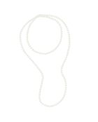 Sautoir Rang en Perles d'Eau Douce semi-rondes blanc nacré naturel Ø 7-8 mm - Longueur 120 cm