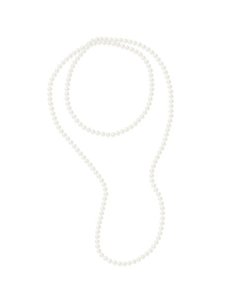 Sautoir Rang en Perles d'Eau Douce semi-rondes blanc nacré naturel Ø 7-8 mm - Longueur 120 cm
