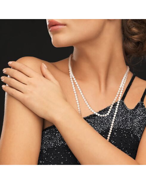 Natürliche perlweiße halbrunde Süßwasserperlenkette Ø 7-8 mm - Länge 120 cm