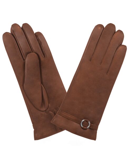Gants en Cuir d'Agneau doublure Cachemire brique