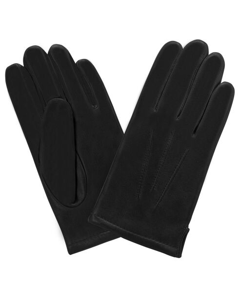 Gants en Cuir d'Agneau doublure Textile noirs